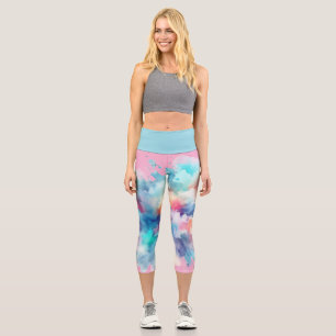 Modern Colourful tie dye H/Waisted Capri Leggings