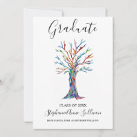 Modern Colourful Tree Graduation Announcement Card