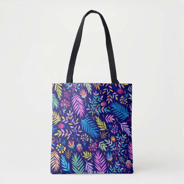 Modern Colourful Tree Leaves Nature Shapes Tote Bag (Front)