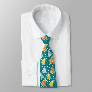 Modern colourful Tree pattern teal blue Tie