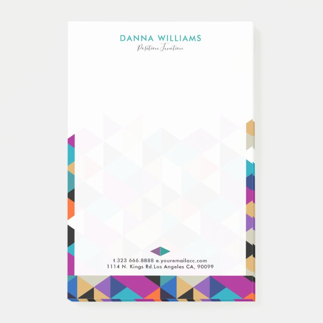 Modern Colourful Triangle Geometric Pattern Post-it Notes (Front)