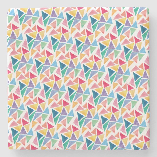 Modern Colourful Triangle Stone Coaster (Front)