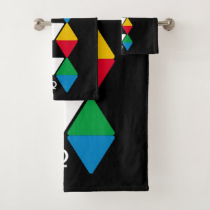 Modern Colourful Triangles Monogram Bath Towel Set