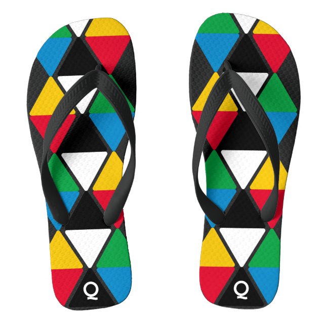 Modern Colourful Triangles Monogram Thongs (Footbed)