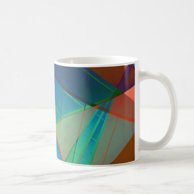 Modern, colourful triangles, trapezoid shapes art coffee mug (Right)