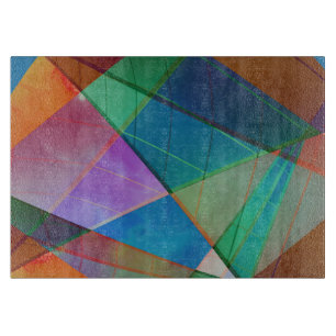 Modern, colourful triangles, trapezoid shapes art cutting board