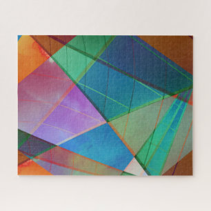 Modern, colourful triangles, trapezoid shapes art jigsaw puzzle