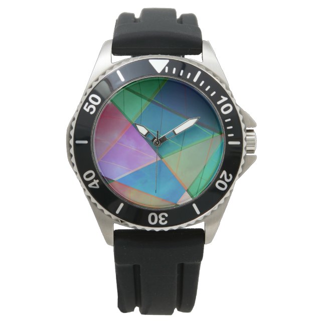 Modern, colourful triangles, trapezoid shapes art watch (Front)