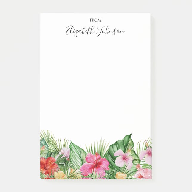 Modern Colourful Tropical Watercolor Post-it Notes (Front)