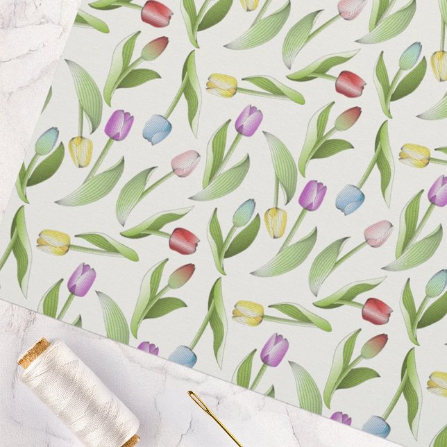 Modern Colourful Tulip Botanical Flower Fabric (Creator Uploaded)