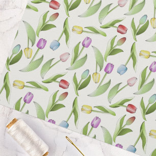 Modern Colourful Tulip Floral Pattern Fabric