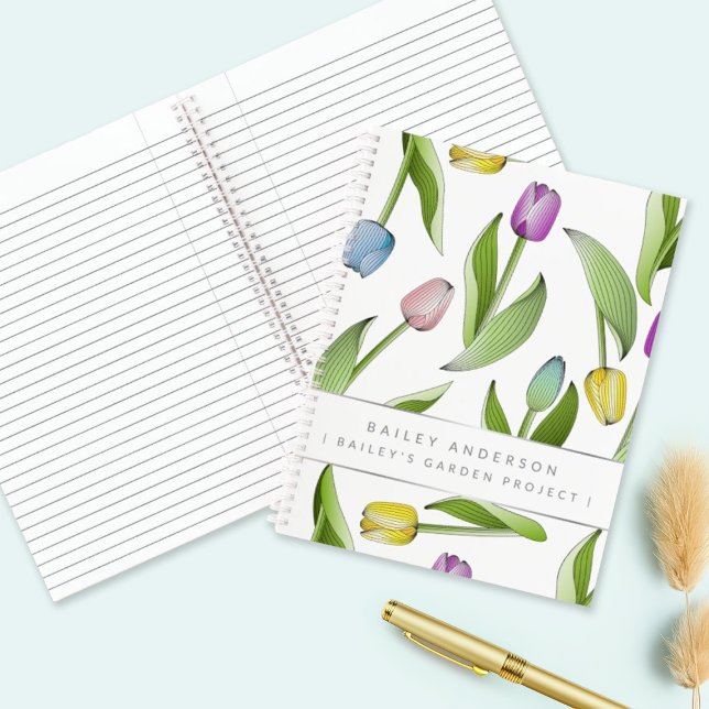 Modern Colourful Tulip Floral Pattern Notebook (Creator Uploaded)