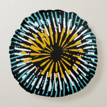 Modern Colourful Turquoise Round Throw Pillow