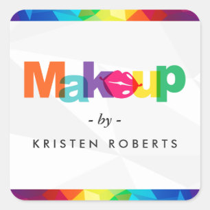 Modern Colourful Typography Lips Makeup Artist Square Sticker