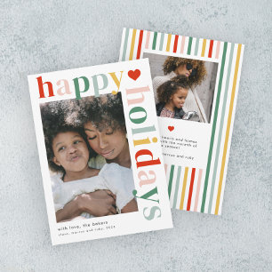 Modern Colourful Typography Photo Holiday Card