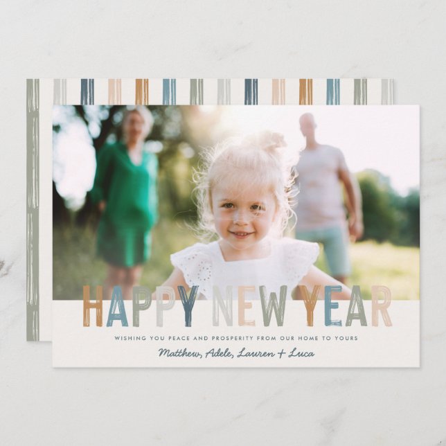 Modern colourful typography photo new year (Front/Back)