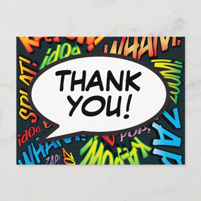Modern Colourful Typography Thank You Announcement Postcard (Front)