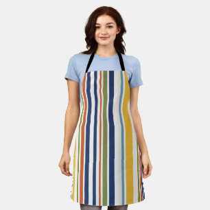 Modern Colourful Vertical Stripe Pattern Apron