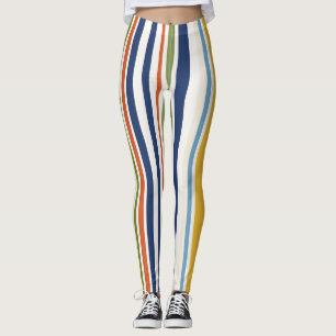 Modern Colourful Vertical Stripe Pattern Leggings