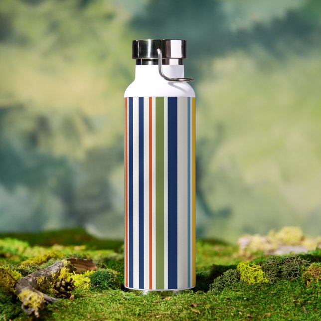 Modern Colourful Vertical Stripe Pattern Water Bottle (Outdoor)