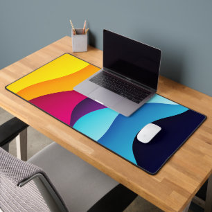 Modern Colourful Vibrant Wavy Abstract Desk Mat