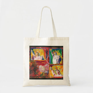 Modern colourful watercolor 3 statue of liberty tote bag