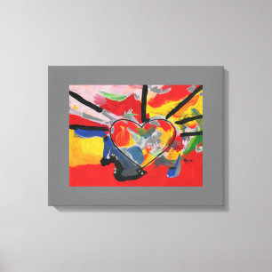 Modern colourful Watercolor abstract heart collage Canvas Print