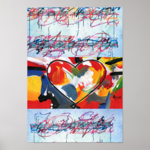 Modern Colourful Watercolor Abstract Heart Poster
