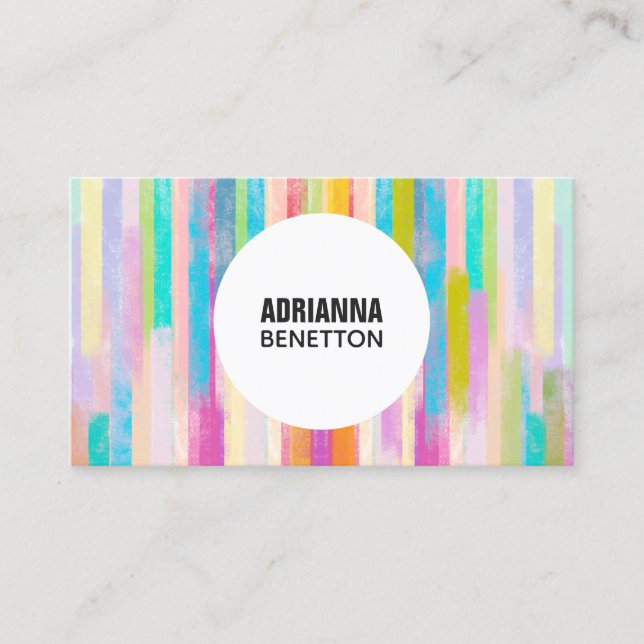 Modern colourful watercolor brushstrokes stripes business card (Front)