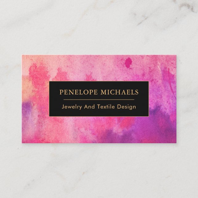 Modern Colourful Watercolor Business Card (Front)