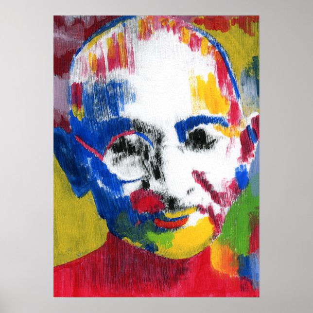 Modern colourful watercolor Mahatma Gandhi Poster (Front)