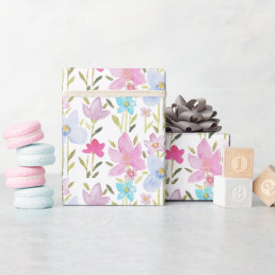 Modern Colourful Watercolor Wildflowers Wrapping Paper