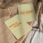 Modern Colourful Whimsical Unique Chic Wedding Save The Date<br><div class="desc">This modern & retro funky minimalist Wedding Save The Date Template is great for you. If you are looking for a pretty, elegant and easy to customise Wedding Save The Date Template .A very elegant simple butter and orange script wedding save the date. Which features minimal orange save the date...</div>