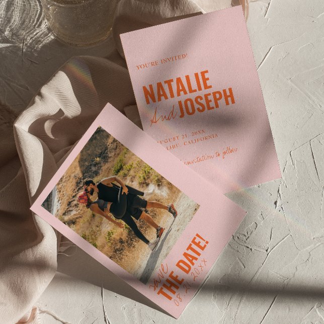 Modern Colourful Whimsical Unique Fun Photo Weddin Save The Date (Creator Uploaded)