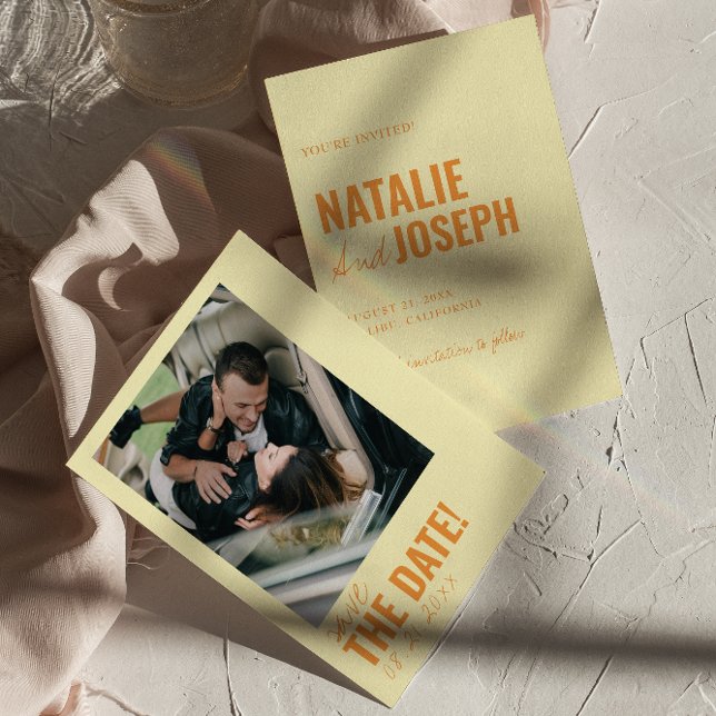 Modern Colourful Whimsical Unique Photo Wedding Save The Date (Creator Uploaded)