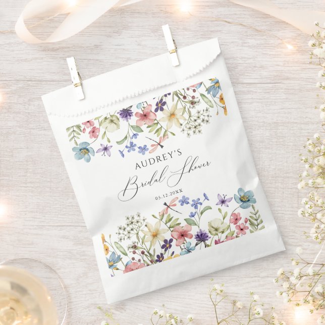 Modern Colourful Wildflower Floral Bridal Shower Favour Bag (Clipped)