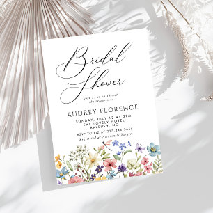 Modern Colourful Wildflower Floral Bridal Shower Invitation