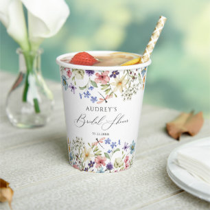 Modern Colourful Wildflower Floral Bridal Shower Paper Cups