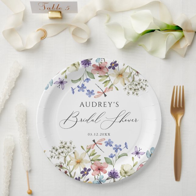 Modern Colourful Wildflower Floral Bridal Shower Paper Plate (Wedding)