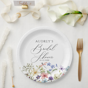 Modern Colourful Wildflower Floral Bridal Shower Paper Plate