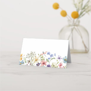 Modern Colourful Wildflower Floral Bridal Shower Place Card