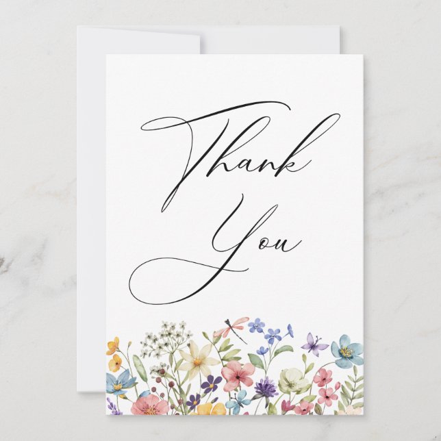 Modern Colourful Wildflower Floral Bridal Shower Thank You Card (Front)