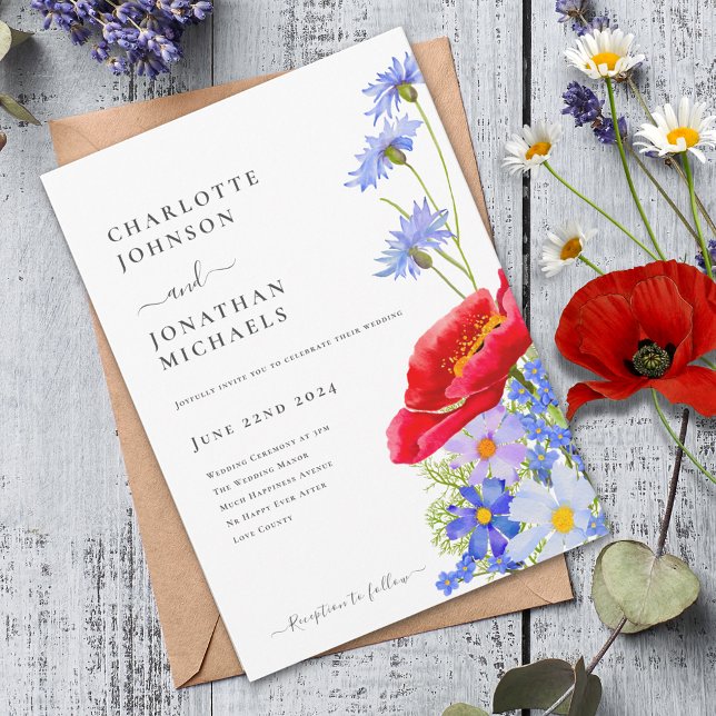 Modern Colourful Wildflower  Invitation (Modern colorful wildflower wedding invitation )