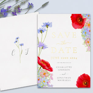 Modern Colourful Wildflower Wedding Gold