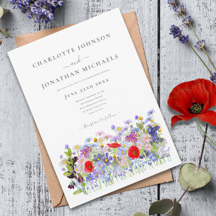 Modern Colourful Wildflower Wedding Invitation