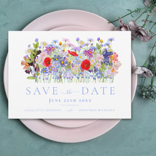 Modern Colourful Wildflower Wedding Save The Date
