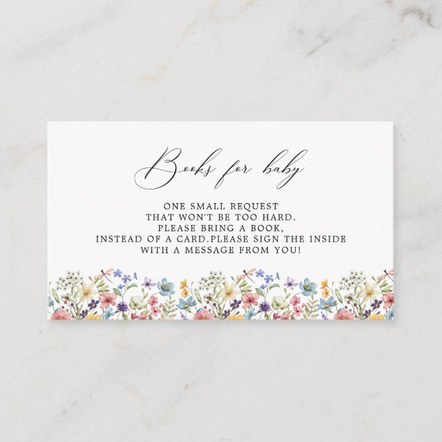 Modern Colourful Wildflowers Floral Books For Baby Enclosure Card (Front)