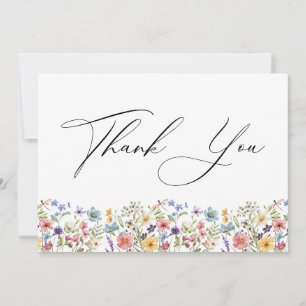 Modern Colourful Wildflowers Floral Books For Baby Thank You Card