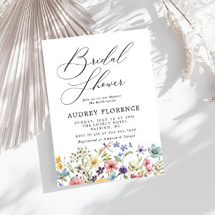 Modern Colourful Wildflowers Floral Bridal Shower Invitation