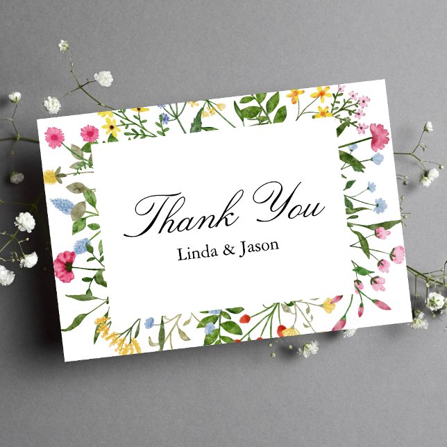 Modern Colourful Wildflowers Wedding Thank You Car Invitation (Creator Uploaded)